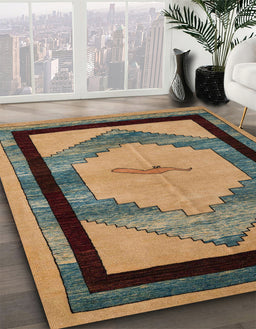 Abstract Dark Brown Modern Rug in Family Room, abs5304