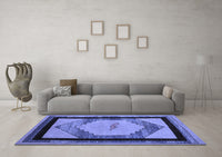 Machine Washable Abstract Blue Modern Rug, wshabs5304blu