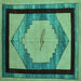 Square Abstract Turquoise Modern Rug, abs5304turq