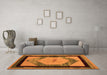 Machine Washable Abstract Orange Modern Area Rugs in a Living Room, wshabs5304org