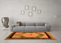 Machine Washable Abstract Orange Modern Rug, wshabs5304org