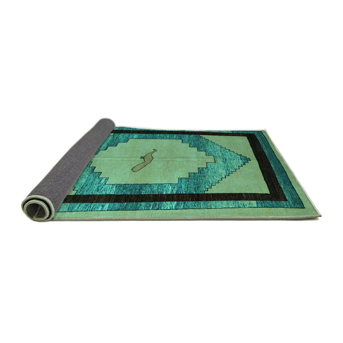 Sideview of Abstract Turquoise Modern Rug, abs5304turq