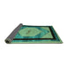 Sideview of Abstract Turquoise Modern Rug, abs5304turq