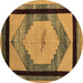 Round Abstract Brown Modern Rug, abs5304brn