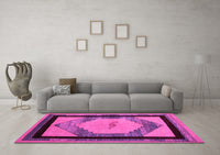 Machine Washable Abstract Pink Modern Rug, wshabs5304pnk