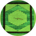 Round Abstract Green Modern Rug, abs5304grn