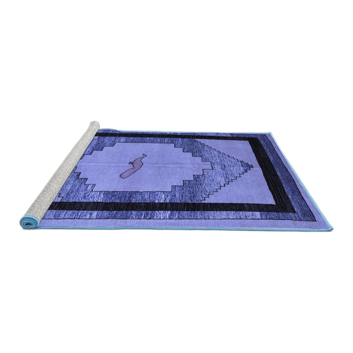 Sideview of Machine Washable Abstract Blue Modern Rug, wshabs5304blu