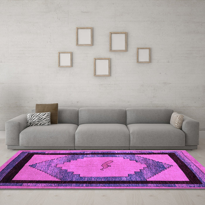 Machine Washable Abstract Purple Modern Area Rugs in a Living Room, wshabs5304pur