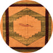 Round Machine Washable Abstract Orange Modern Area Rugs, wshabs5304org