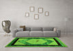 Machine Washable Abstract Green Modern Area Rugs in a Living Room,, wshabs5304grn