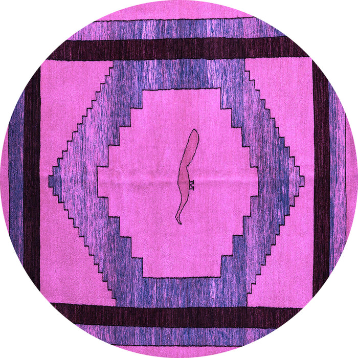 Round Machine Washable Abstract Purple Modern Area Rugs, wshabs5304pur