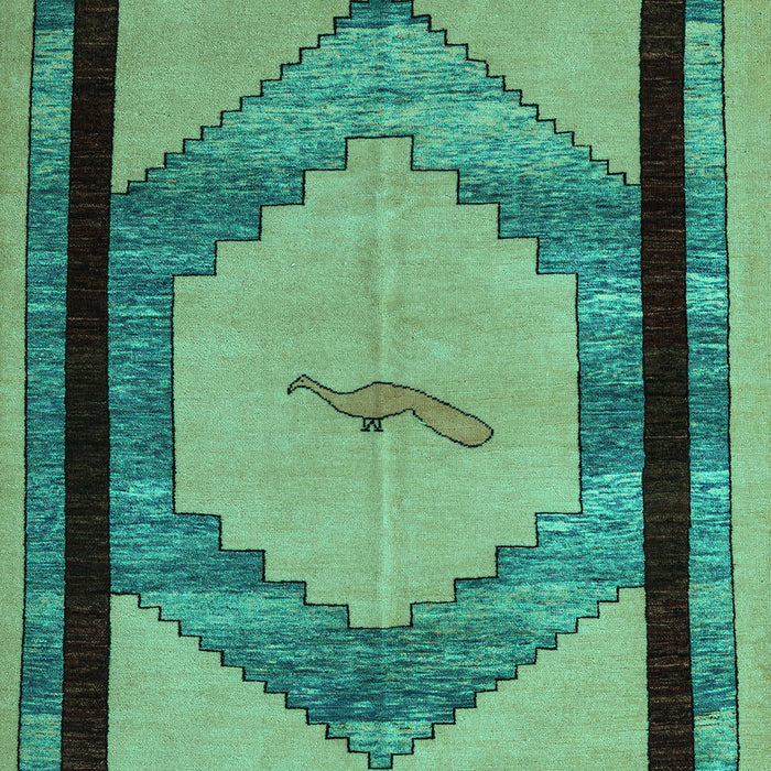 Machine Washable Abstract Turquoise Modern Area Rugs, wshabs5304turq