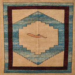 Square Abstract Dark Brown Modern Rug, abs5304