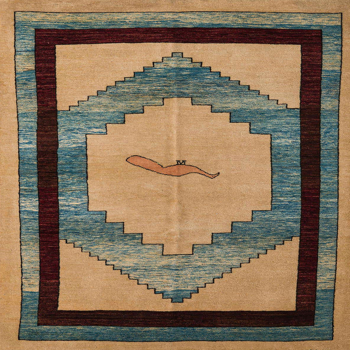 Square Abstract Dark Brown Modern Rug, abs5304