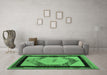 Machine Washable Abstract Emerald Green Modern Area Rugs in a Living Room,, wshabs5304emgrn