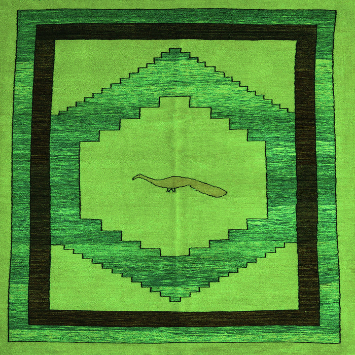 Square Abstract Green Modern Rug, abs5304grn