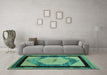 Machine Washable Abstract Turquoise Modern Area Rugs in a Living Room,, wshabs5304turq