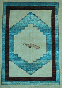 Abstract Light Blue Modern Rug, abs5304lblu