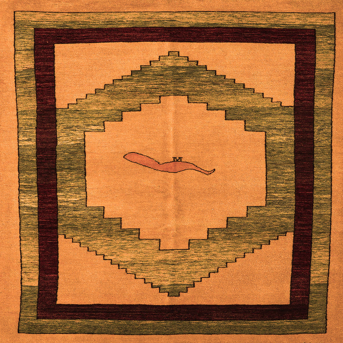 Square Abstract Orange Modern Rug, abs5304org