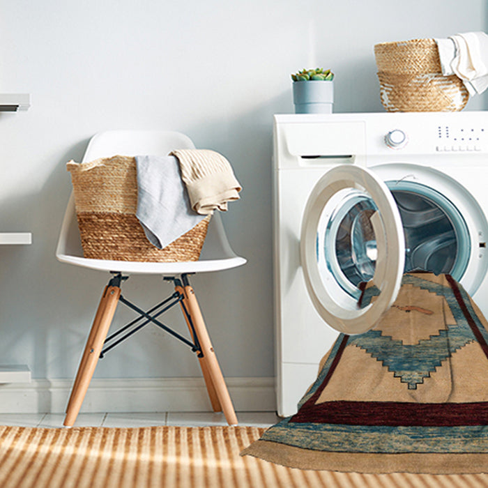 Machine Washable Abstract Dark Brown Rug in a Washing Machine, wshabs5304