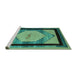 Sideview of Machine Washable Abstract Turquoise Modern Area Rugs, wshabs5304turq