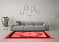 Machine Washable Abstract Red Modern Rug, wshabs5304red