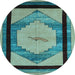 Round Abstract Light Blue Modern Rug, abs5304lblu