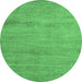 Round Abstract Emerald Green Modern Rug, abs5305emgrn