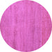 Round Abstract Purple Modern Rug, abs5305pur