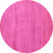 Round Abstract Pink Modern Rug, abs5305pnk