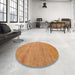 Round Machine Washable Abstract Orange Rug in a Office, wshabs5305