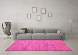 Machine Washable Abstract Pink Modern Rug in a Living Room, wshabs5305pnk