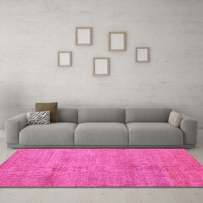 Machine Washable Abstract Pink Modern Rug in a Living Room, wshabs5305pnk