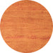 Round Machine Washable Abstract Orange Modern Area Rugs, wshabs5305org