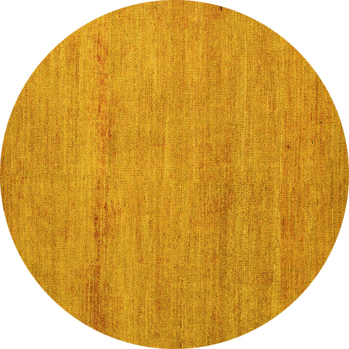 Round Machine Washable Abstract Yellow Modern Rug, wshabs5305yw