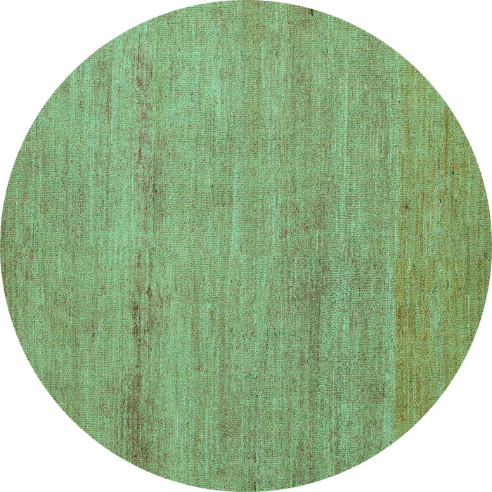 Round Machine Washable Abstract Turquoise Modern Area Rugs, wshabs5305turq