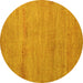 Round Abstract Yellow Modern Rug, abs5305yw