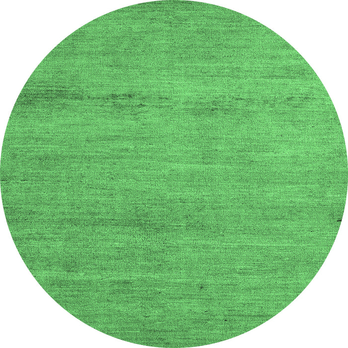 Round Machine Washable Abstract Emerald Green Modern Area Rugs, wshabs5305emgrn