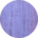 Round Abstract Blue Modern Rug, abs5305blu