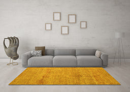 Machine Washable Abstract Yellow Modern Rug in a Living Room, wshabs5305yw