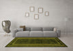 Machine Washable Abstract Green Modern Area Rugs in a Living Room,, wshabs5306grn