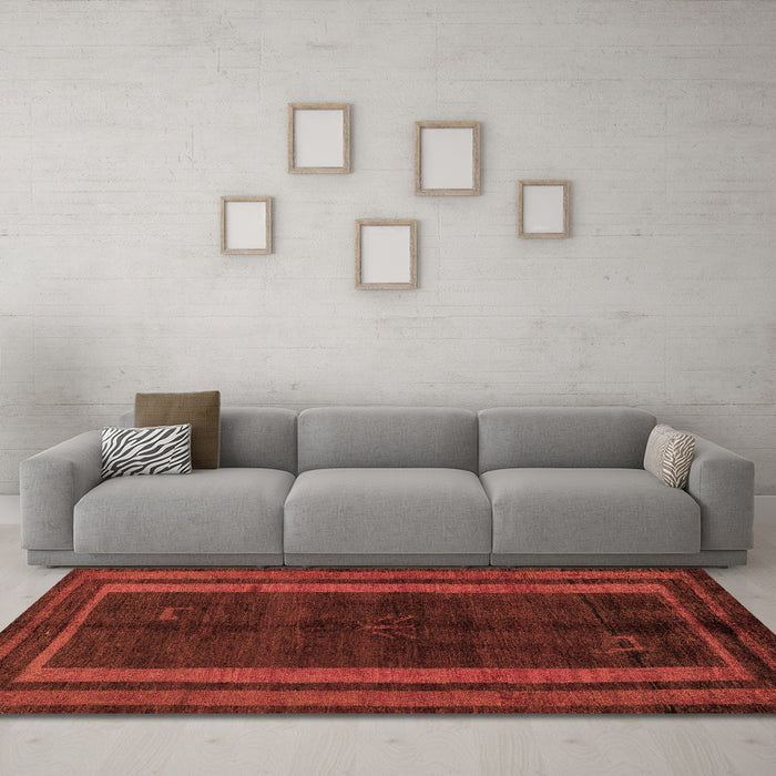 Machine Washable Abstract Brown Modern Rug in a Living Room,, wshabs5306brn