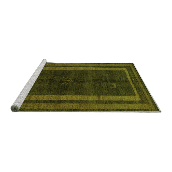 Sideview of Machine Washable Abstract Green Modern Area Rugs, wshabs5306grn