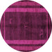 Round Machine Washable Abstract Purple Modern Area Rugs, wshabs5306pur