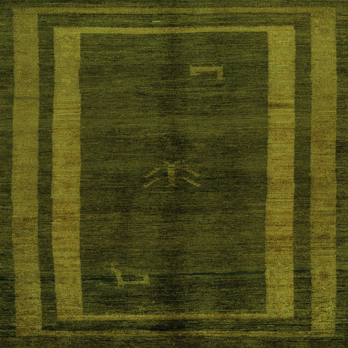 Square Machine Washable Abstract Green Modern Area Rugs, wshabs5306grn