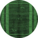 Round Abstract Emerald Green Modern Rug, abs5306emgrn