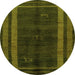 Round Machine Washable Abstract Green Modern Area Rugs, wshabs5306grn