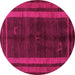 Round Machine Washable Abstract Pink Modern Rug, wshabs5306pnk