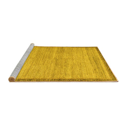Sideview of Machine Washable Abstract Yellow Modern Rug, wshabs5307yw