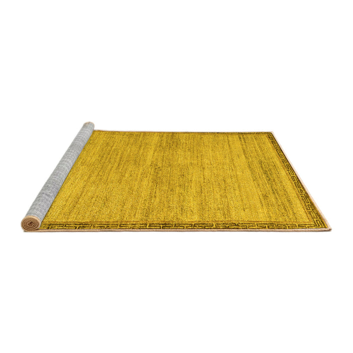 Sideview of Machine Washable Abstract Yellow Modern Rug, wshabs5307yw
